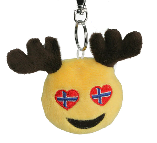Keychain, smiley moose and flag