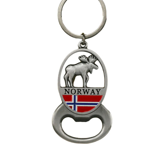 Metal key ring with silver moose