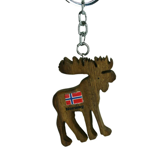 Brown wooden moose key ring