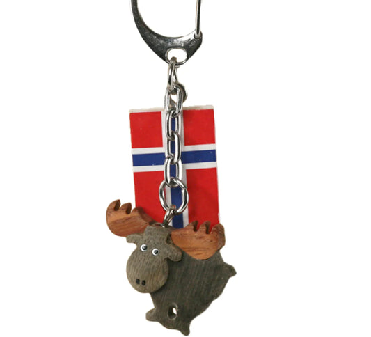 Keychain gray mini wooden moose