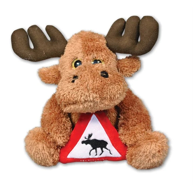 Plush moose w/ moose danger sign, Large