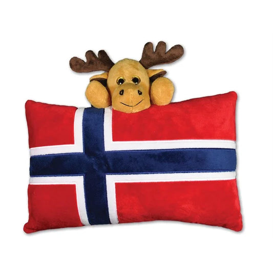 Plush flag pillow w/ moose head