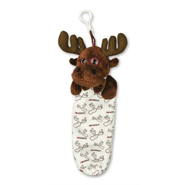 Plush Pencil Case, White patterned, Moose