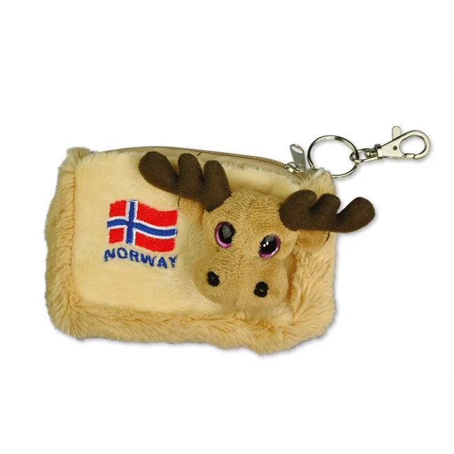 Plush wallet, Beige Elk/Flag