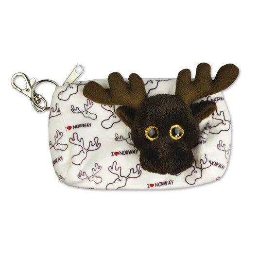 Plush wallet, White patterned Elk