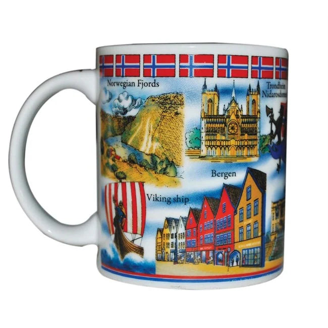 Porcelain mug, Norway's collage