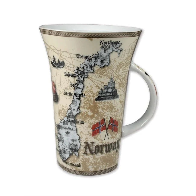 Porcelain mug, antique map of Norway