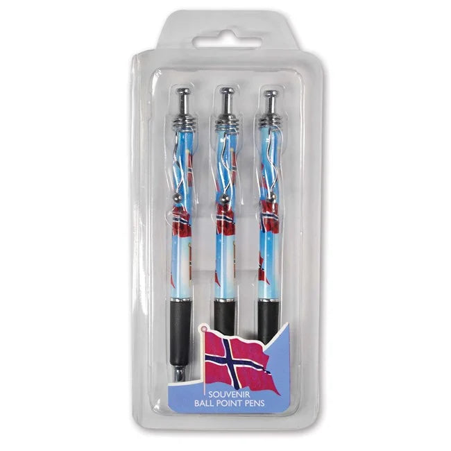 Set of three pens, many flags