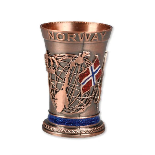 Schnapsglas, Bronze, norwegisches Motiv