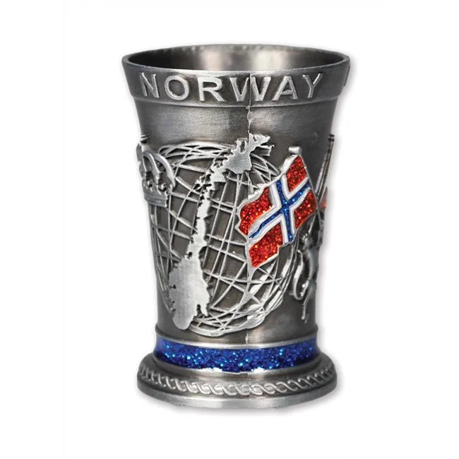 Shot glass, Tin, Norwegian motif