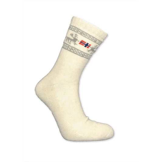 Sock w/angora, Moose/Flag, White 36-40