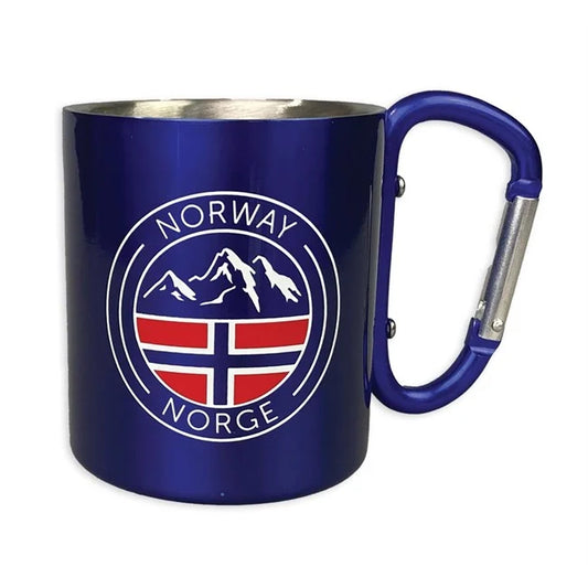 Steel mug with carabiner hook, Fjell+flag