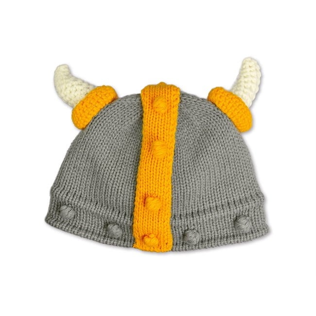 Gestrickte Kindermütze, Wikingerhelm