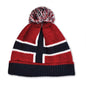 Knitted hat w/tassel, Dark all-covering flag