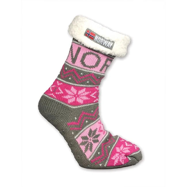 Knitted sock w/white lining, Pink, 36-40