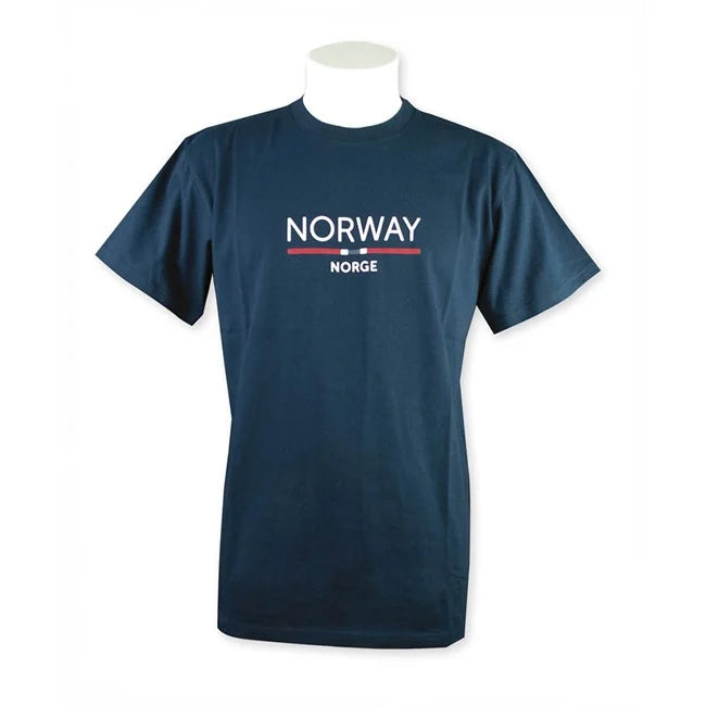 T-skjorte, Norway m.flaggstripe, unisex, Marine, XL