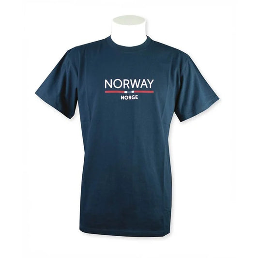 T-shirt, Norway with flag stripe, unisex, Marine, XL