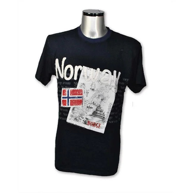 T-Shirt, Patch antikes Norwegen, Blau L