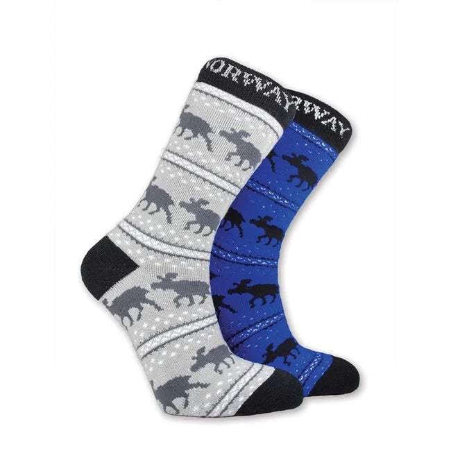 Thick socks, Elk motif, 2pk, 41-46