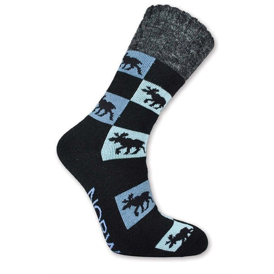 Thick socks with rib top, moose pattern, 41-46