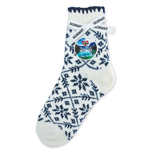 Thick socks snow crystal, White/Dark Blue