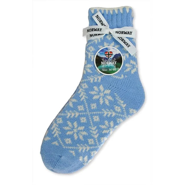 Thick socks snow crystal, Light blue