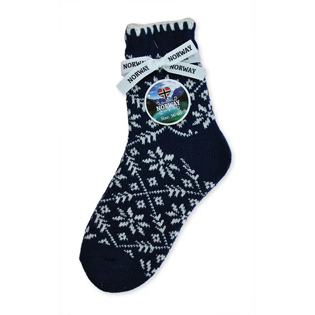 Thick socks snow crystal, Dark Blue