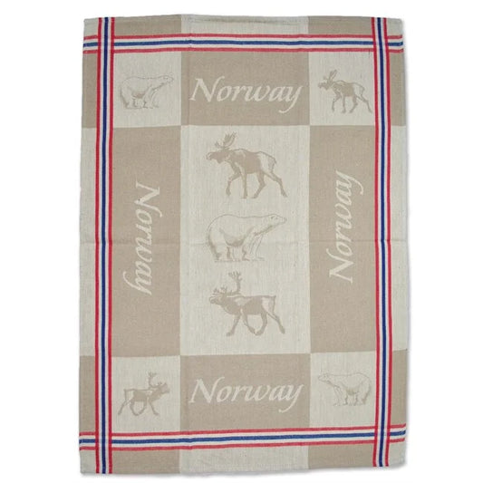 Woven kitchen towel, moose/reindeer/polar bear