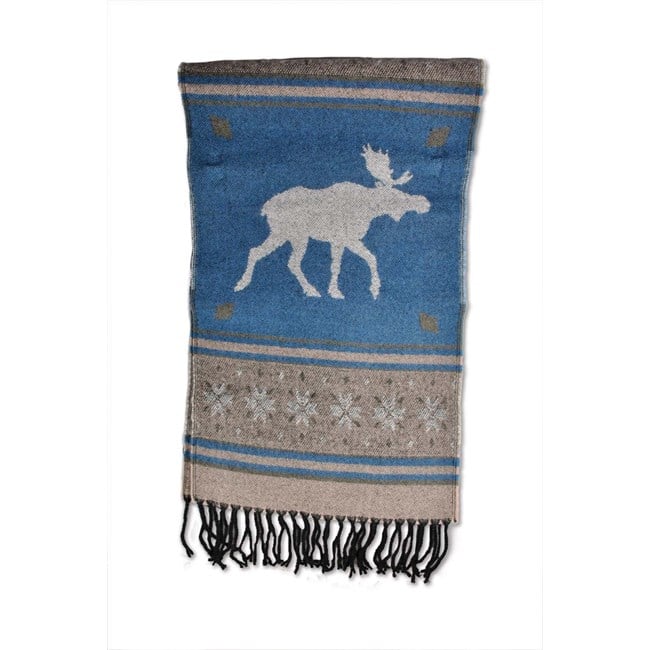 Woven scarf, moose, Blue