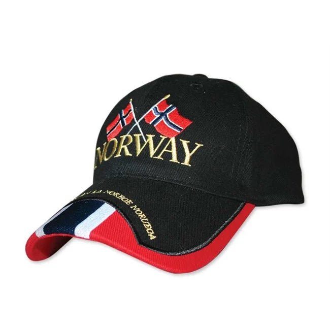 Baseball cap, sort med korslagt flagg - NorwegianShop24
