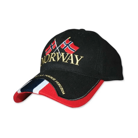 Baseball cap, sort med korslagt flagg - NorwegianShop24