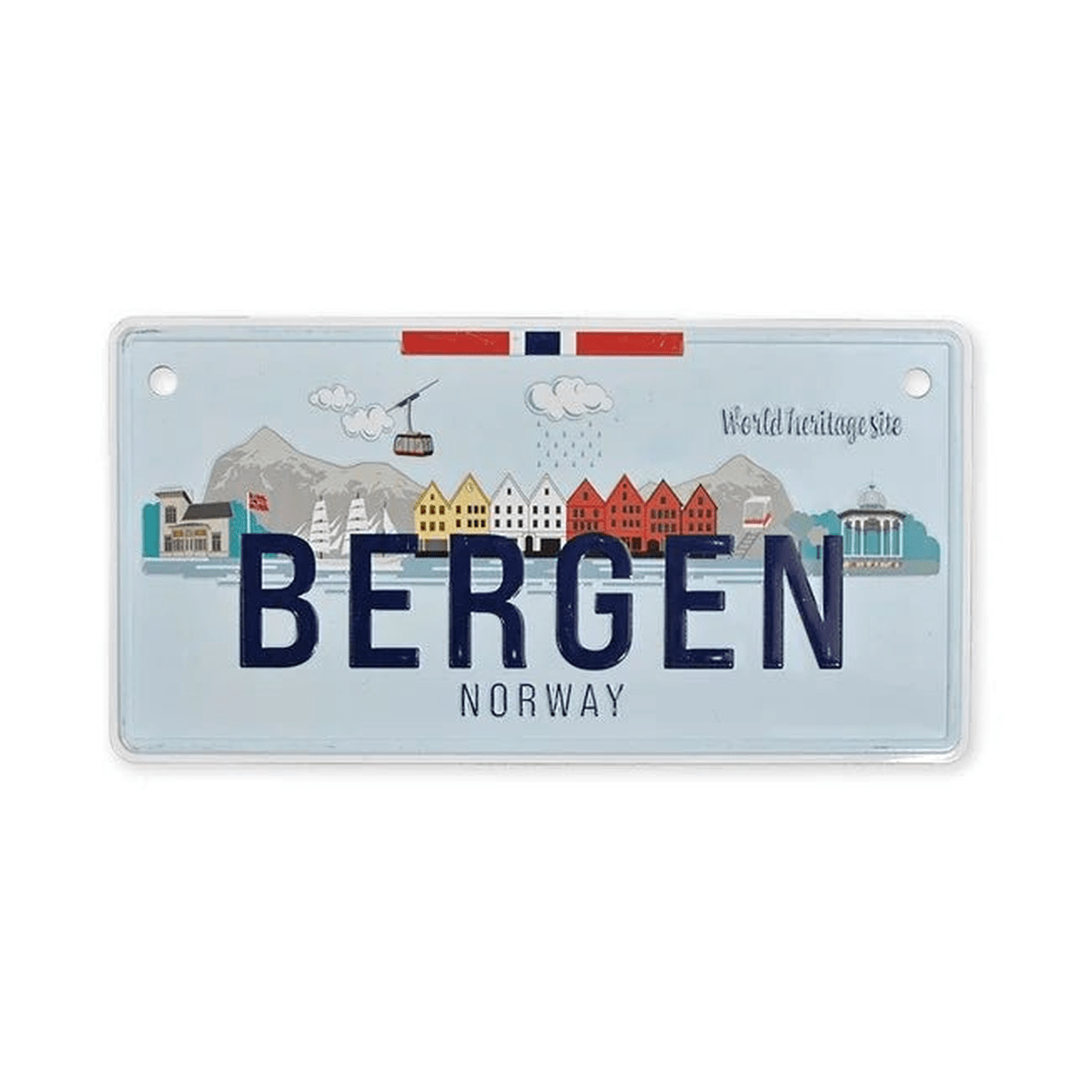 Bilskilt, Bergen skyline, 15x7, preget - NorwegianShop24