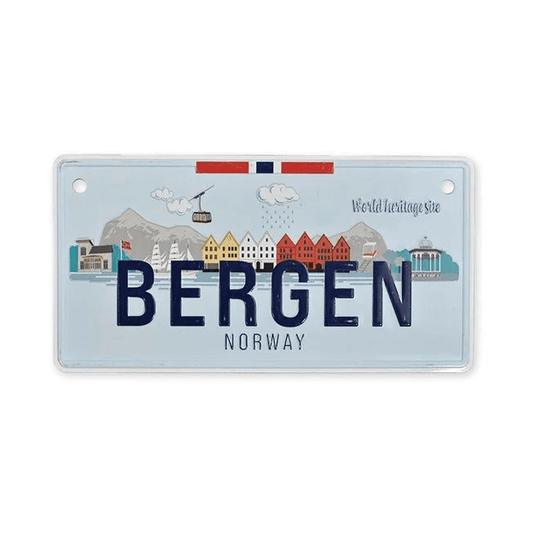 Bilskilt, Bergen skyline, 15x7, preget - NorwegianShop24