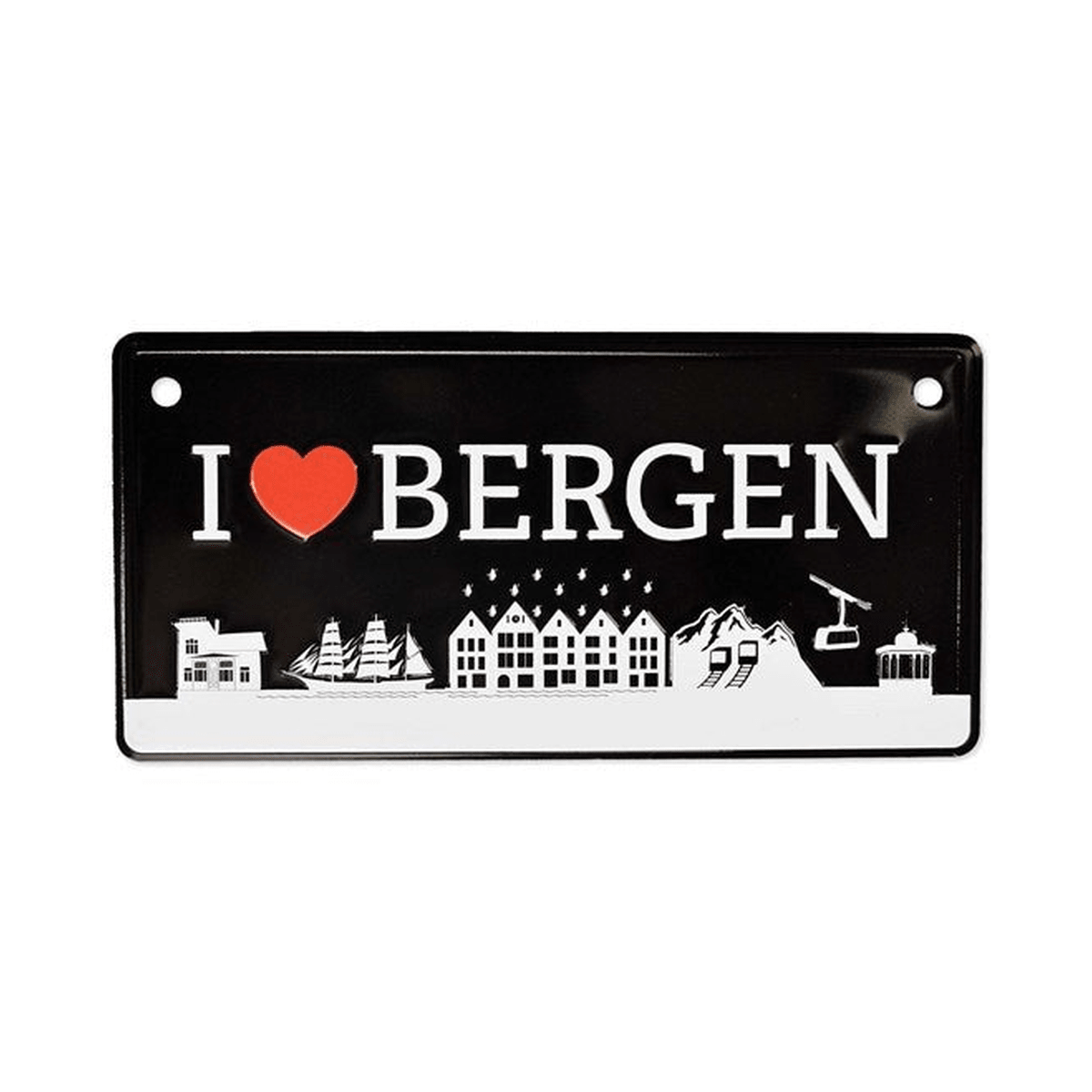 Bilskilt, I love Bergen, 15x7, preget - NorwegianShop24