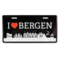 Bilskilt, I love Bergen, 30x15, preget - NorwegianShop24