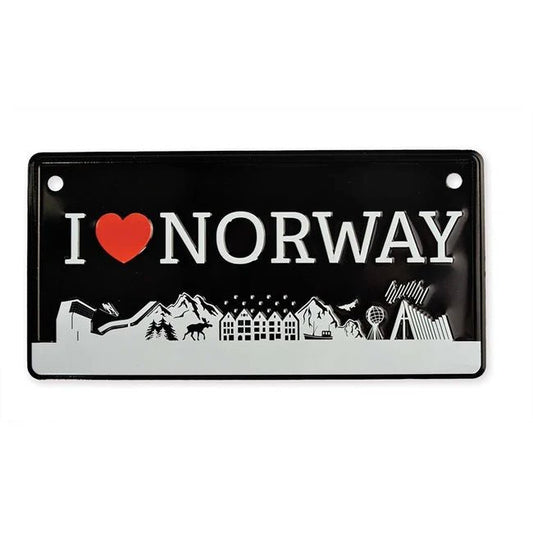 Bilskilt, I love Norway, 15x7, preget - NorwegianShop24