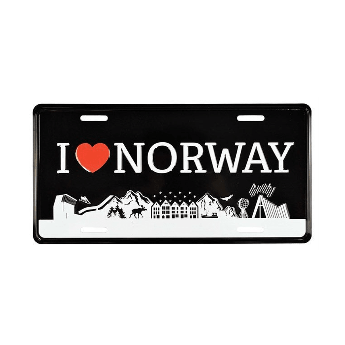 Bilskilt, I love Norway, 30x15, preget - NorwegianShop24