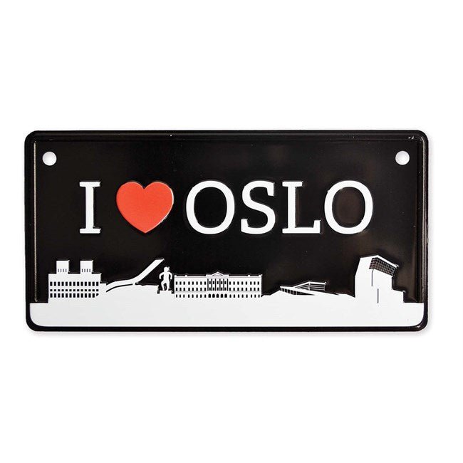 Bilskilt, I love Oslo, 15x7, preget - NorwegianShop24