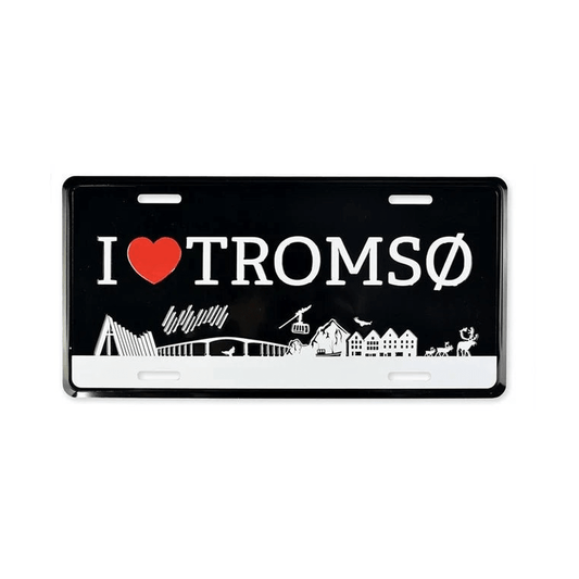 Bilskilt, I love Tromsø, 30x15, preget - NorwegianShop24