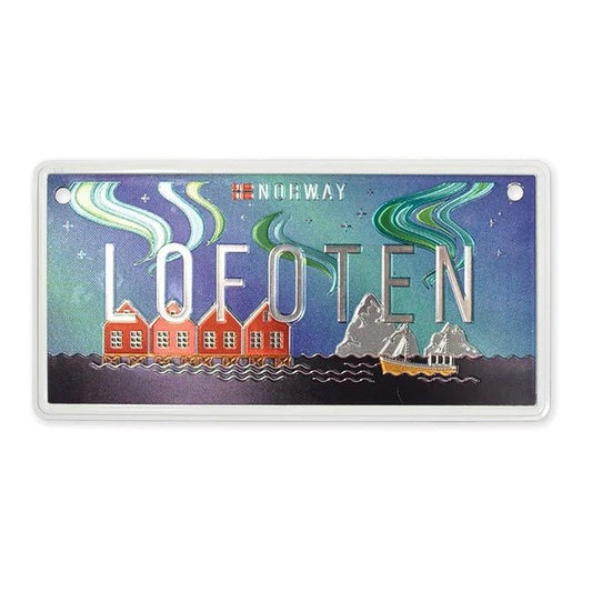 Bilskilt, Lofoten nordlys, 15x7, foliert - NorwegianShop24