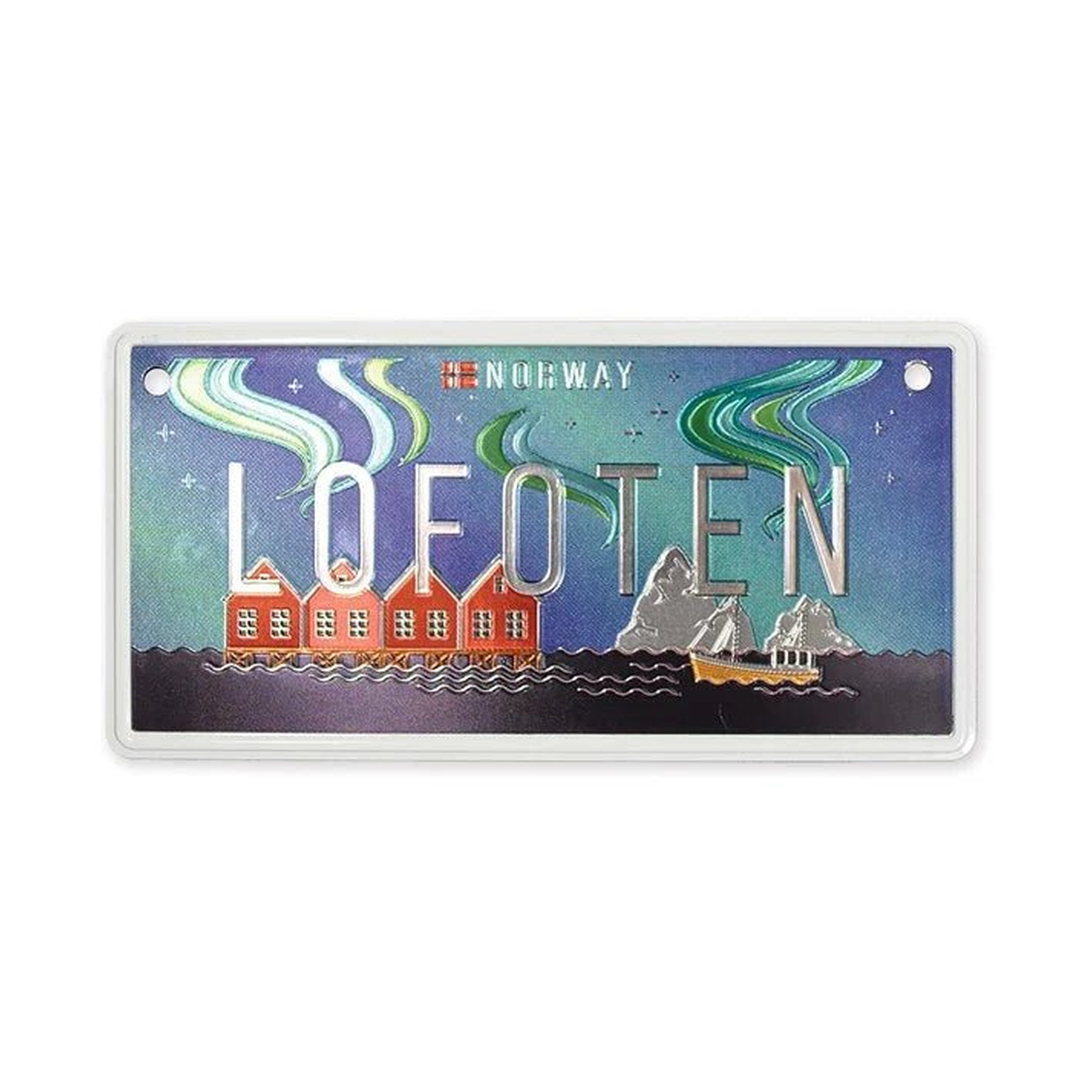 Bilskilt, Lofoten nordlys, 15x7, foliert - NorwegianShop24