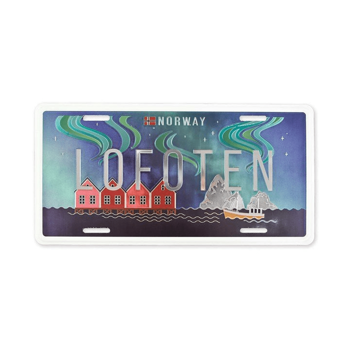 Bilskilt, Lofoten nordlys, 30x15, foliert - NorwegianShop24