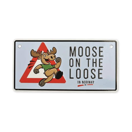 Bilskilt, Moose on the loose, 15x7, preget - NorwegianShop24