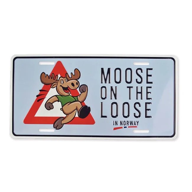 Bilskilt, Moose on the loose, 30x15, preget - NorwegianShop24