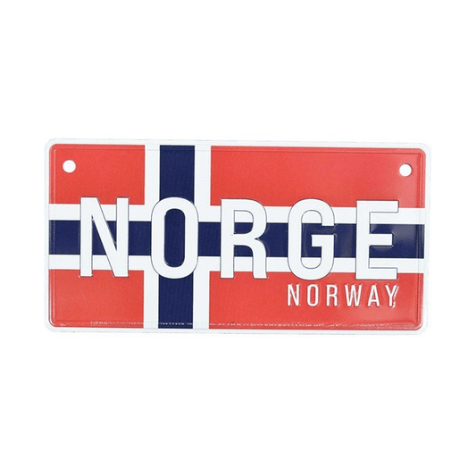 Bilskilt, Norge med flagg, 15x7, preget - NorwegianShop24