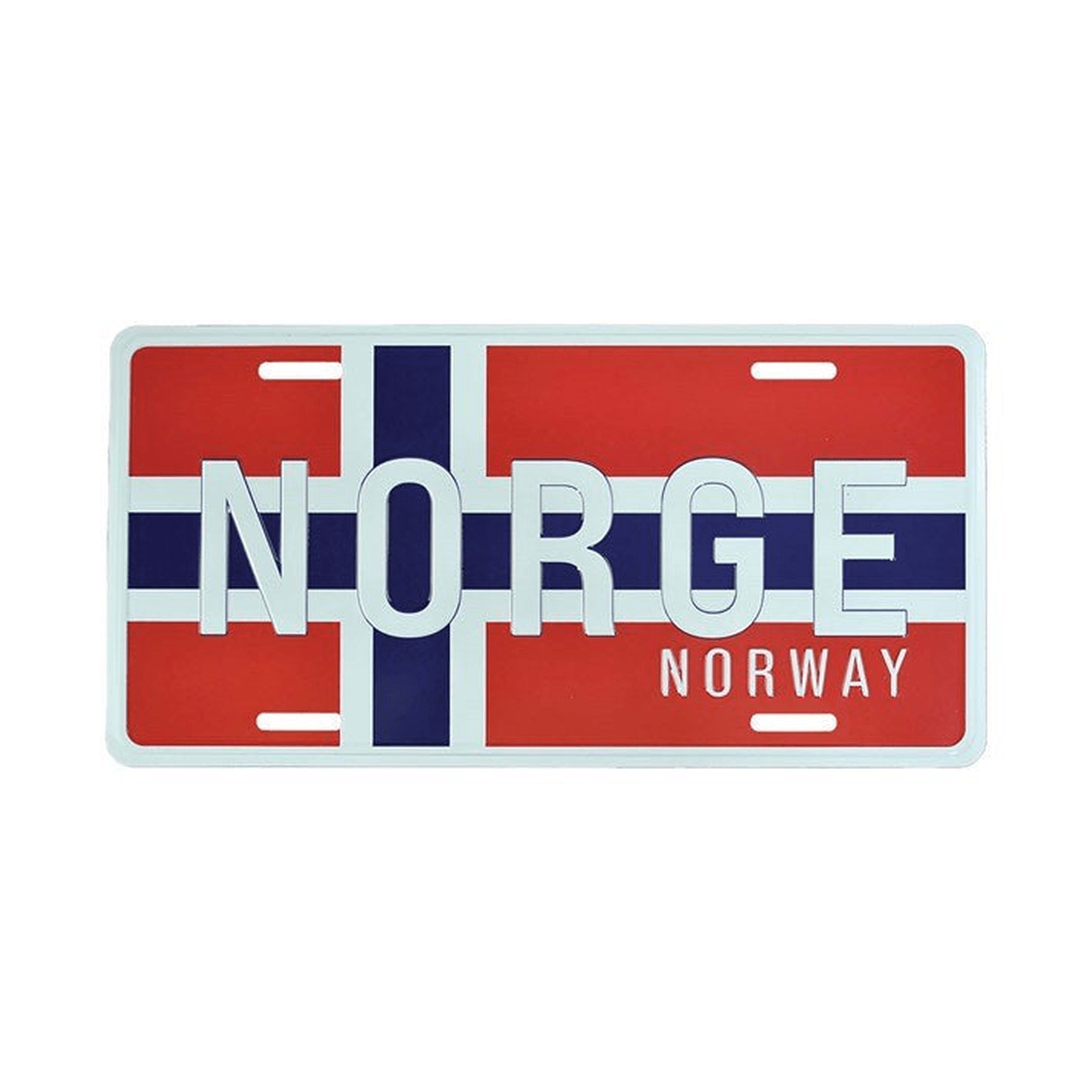 Bilskilt, Norge med flagg, 30x15, preget - NorwegianShop24