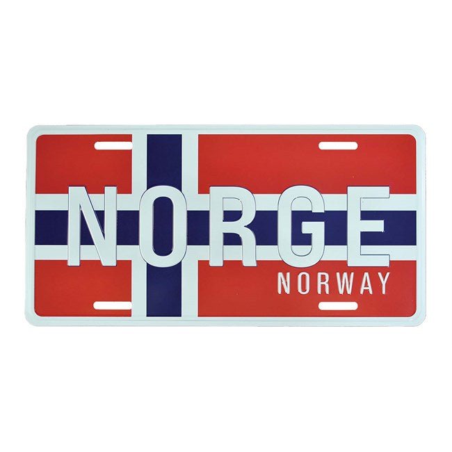 Bilskilt, Norge m/flagg, 30x15, preget - NorwegianShop24