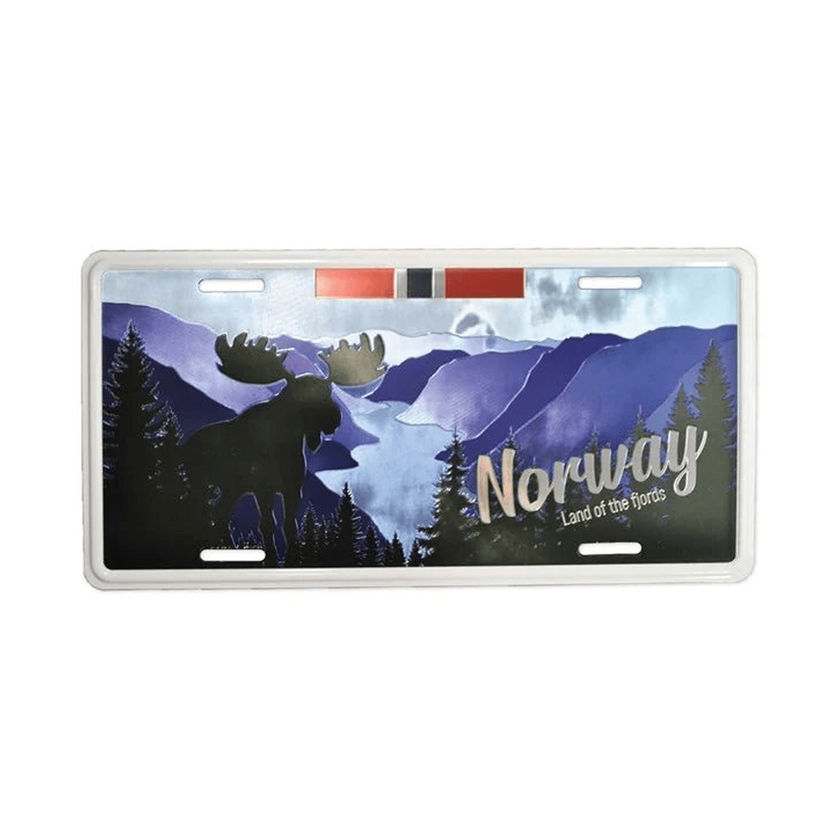 Bilskilt, Norway elg/fjord, 30x15, preget - NorwegianShop24