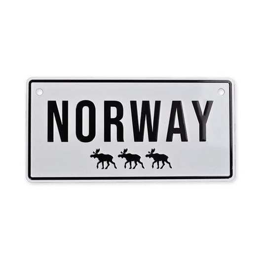 Bilskilt, Norway med elger, 15x7, preget - NorwegianShop24