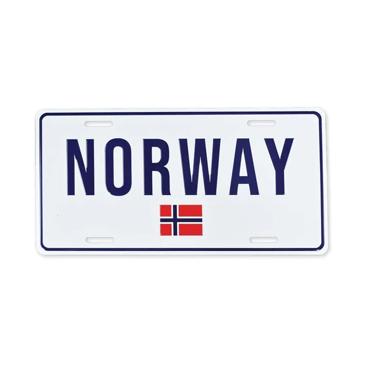 Bilskilt, Norway med flagg, 30x15, preget - NorwegianShop24